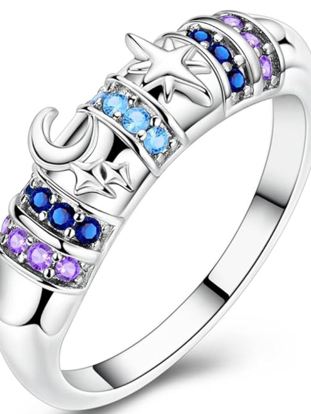 🆕 NWT Celestial Sterling Silver Moon & Star Ring Adjustable 6-9Category